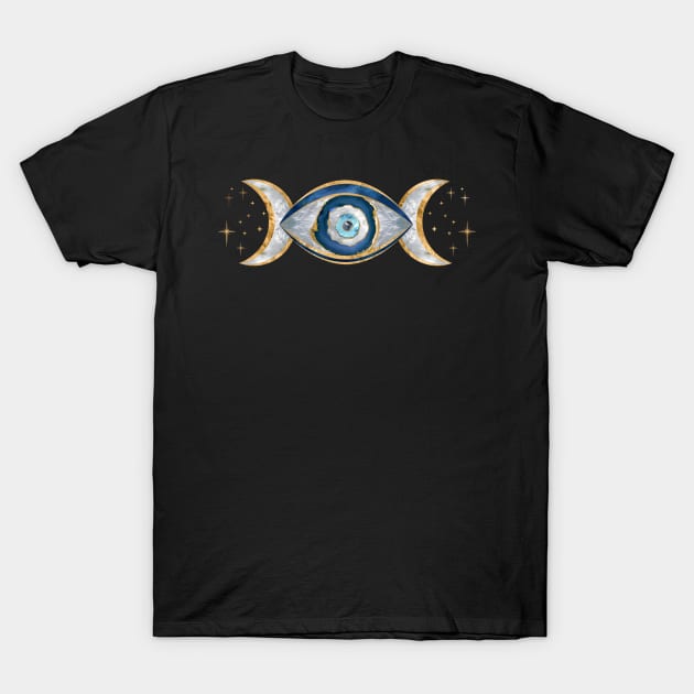 Eye - Triple Moon - Gemstone and gold T-Shirt by Nartissima